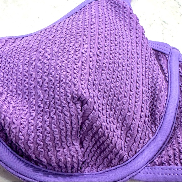 NWT Old Navy Ribbed Textured Lavender Bikini Top Underwire Adjustable Straps - Picture 4 of 11